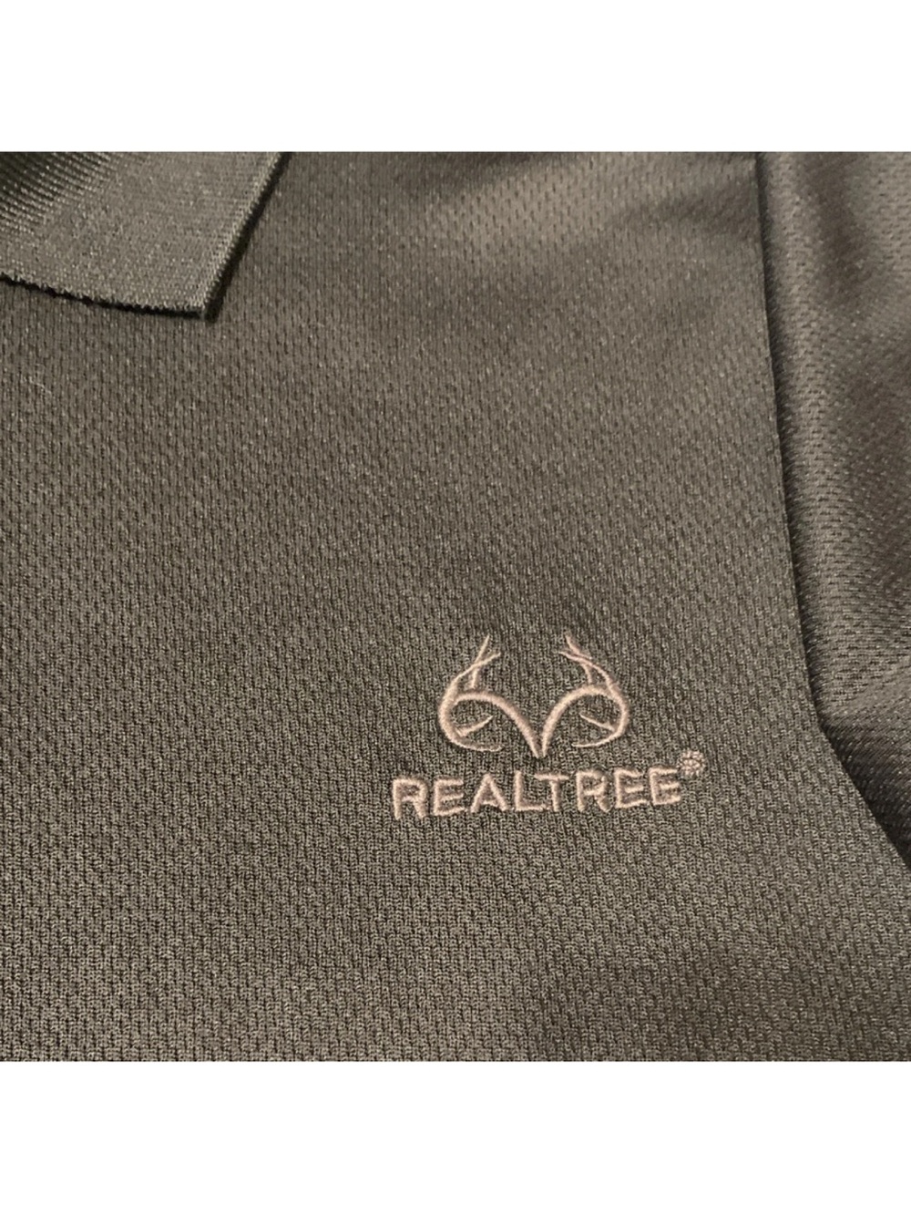 Realtree Black Polo with Light Pink Embroidered Logo